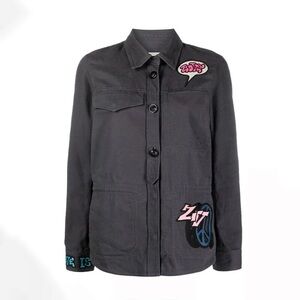 Zadig & Voltaire Tackl Embroidered Shirt Jacket In Grey Denim - Size M